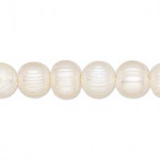 9-12mm White Freshwater Semi-Round Pearls with Large 2mm Hole 