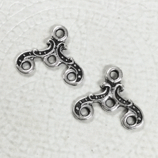 15x13mm TierraCast Victorian 3-1 Link Bar - Antique Fine Silver Plated - Pack of 2