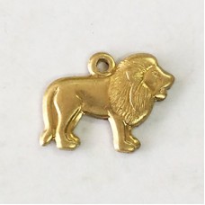 14mm Tiny Lion Raw Brass Charm