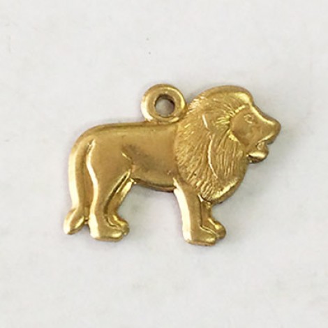 14mm Tiny Lion Raw Brass Charm