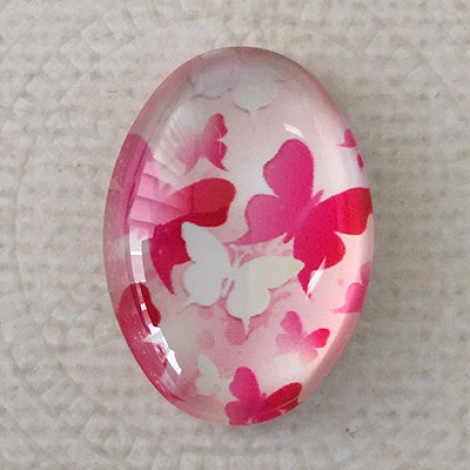 18x25mm Art Glass Oval Glass Cabochons - Hearts Design 4 - Each 18x25mm Art Glass Oval Glass Cabochons - Hearts Design 4 - Each