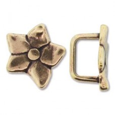 Antique Brass Flower Spacer for 10mm Licorice Leather - each