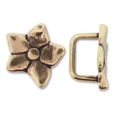 Antique Brass Flower Spacer for 10mm Licorice Leather