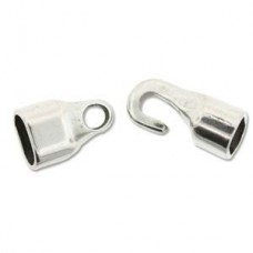13x41mm (ID-10x7mm) Ant Silver Licorice Leather Hook Clasp - Per Set