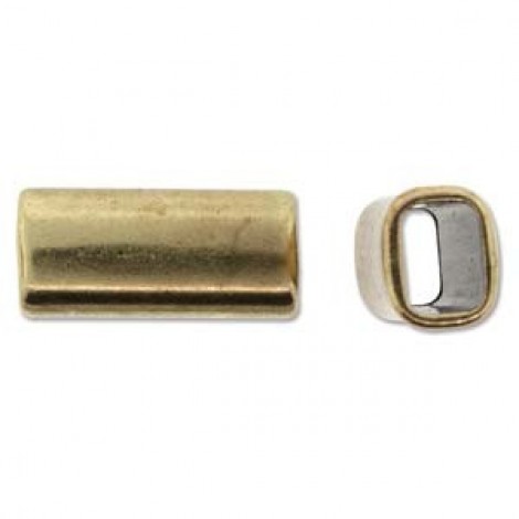 29x13.5mm Ant Brass Metal Slider for Licorice Leather
