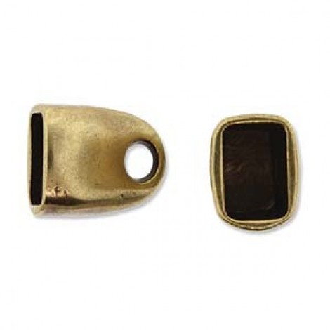 16x14mm (ID10x7mm) Ant Brass Leather Cord End Caps