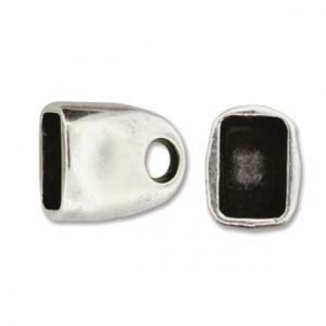 16x14mm (ID10x7mm) Ant Silver Leather Cord End Caps