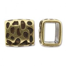 16x15mm Ant Brass Licorice Leather Leopard Slider - Each