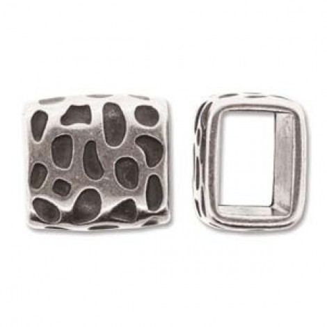 16x15mm Ant Silver Licorice Leather Leopard Slider