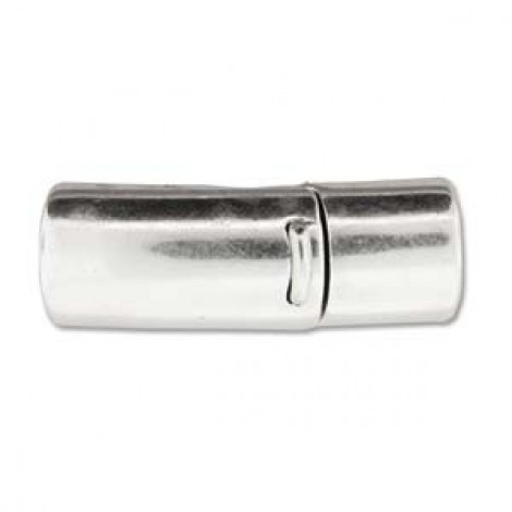 38x15mm Licorice Leather Ant Silver Magnetic Tube Clasp