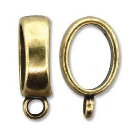 Antique Brass Metal Spacer with Loop for Licorice Leather