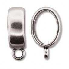 Antique Silver Metal Spacer w/Loop for Licorice Leather - each