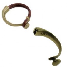 Antique Brass Half Bracelet Button Clasp for 4mm Round Leather - each