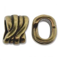 12x16x13mm Ant Brass Oval Bead for Licorice Leather
