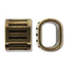 11x13x10mm Ant Brass Oval Bead for Licorice Leather - Each