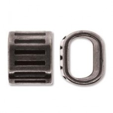 11x13x10mm Ant Silver Oval Bead for Licorice Leather - Each