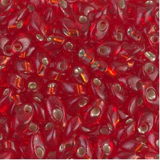 Miyuki Long Magatama Drops - Silver Lined Flame Red - 12.5gm