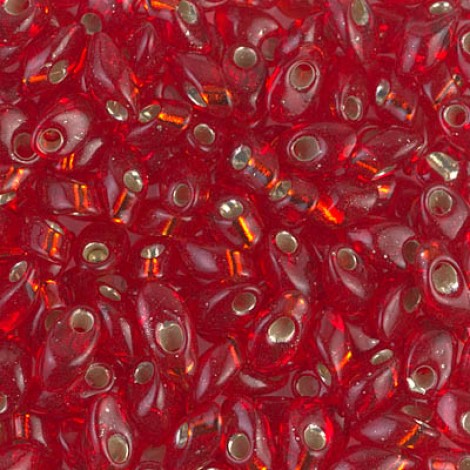 Miyuki Long Magatama Drops - Silver Lined Flame Red - 12.5gm Miyuki Long Magatama Drops - Silver Lined Flame Red - 12.5gm