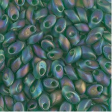 Miyuki Long Magatama Drops - Matte Transparent Green AB - 10gm