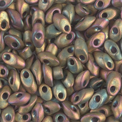 Miyuki Long Magatama Drops - Matte Metallic Khaki Iris - 12.5gm Miyuki Long Magatama Drops - Matte Metallic Khaki Iris - 12.5gm