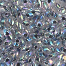 Miyuki Long Magatama Drops - Noir Lined Crystal AB - 10gm