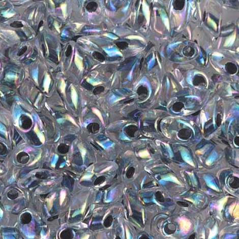 Miyuki Long Magatama Drops - Noir Lined Crystal AB - 10gm