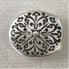 10mm Flat Leather Baroque Design Magnetic Clasp - Antique Silver