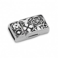 10x2mm ID Flat Circles Magnetic Clasp - Ant Fine Silver Plated - Each