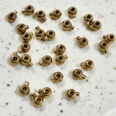 4x3x2.5mm (Hole Size 1mm) Gold Plated 304 Stainless Steel Push Button Crimp Beads - Pack of 10