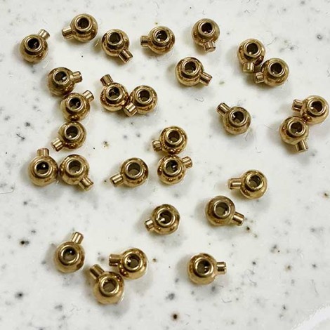 4x3x2.5mm (Hole Size 1mm) Gold Plated 304 Stainless Steel Push Button Crimp Beads - Pack of 10 4x3x2.5mm (Hole Size 1mm) Gold Plated 304 Stainless Steel Push Button Crimp Beads - Pack of 10