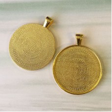 38mm (ID) Gold Plated Round Bezel Pendant Setting