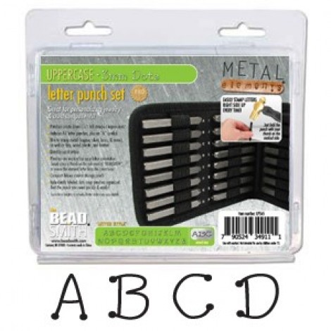 3mm Beadsmith Metal Letter Punch Set - Dots Uppercase