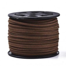 3x1.5mm Flat Faux Suede Cord  - Brown - 100yd (91m) Roll