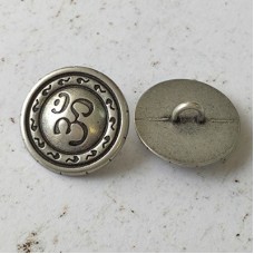20mm Antique Silver Om Metal Button with Shank