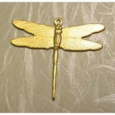 25mm Medium Dragonfly Raw Pressed Brass Charms - Pack of 2 