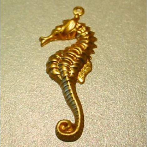 33mm Raw Brass Seahorse Charm - Right