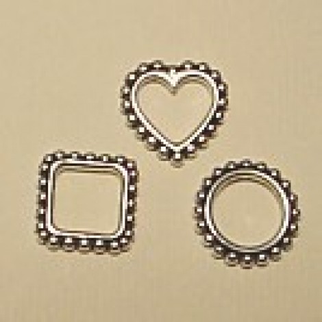 10mm TierraCast Beaded Open Shapes - Heart, Square or Circle - Gold or Silver