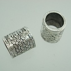 13x14mm Tibetan Style Silver Column Tube Beads