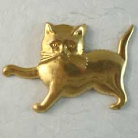 Large Kitty Raw Brass Charm
