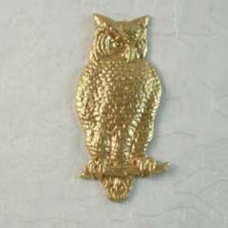 40x22mm Large Owl Raw Brass Charm