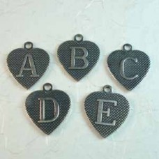 13mm Sterling Silver Plated Heart Letter Charms - A - Each