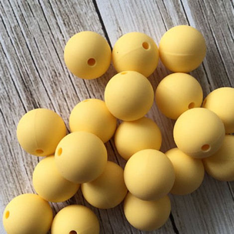 15mm Baby-Safe Silicone Round Beads - Buttercup Yellow