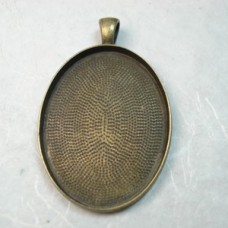 30x40mm Ant Bronze Oval Bezel Pendant Settings - Pack of 2