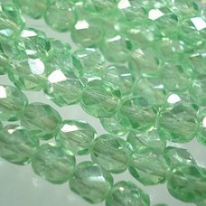 6mm Czech Firepolish Beads - Luster Peridot - Pack of 20