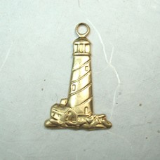 22mm Lighthouse Raw Brass Charm - Pack of 3