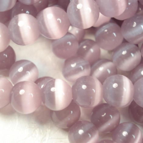 8mm Cats Eye Optic Fibre Beads - Lilac
