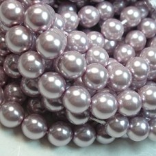 8mm Czech Round Pearl Coat Glass Beads - Lilac