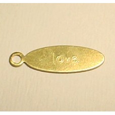 Love Oval Raw Brass Tag