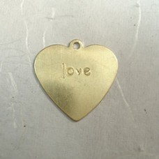 17mm Raw Brass Heart Charm - Love