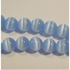 6mm Lt Blue Cats Eye Beads - Strand